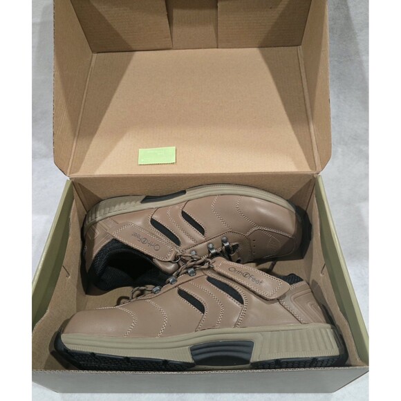 Orthofeet Shreveport 644 Men\'s 11 Wide Brown Leather Tie-Less Sneakers NIB main image 7